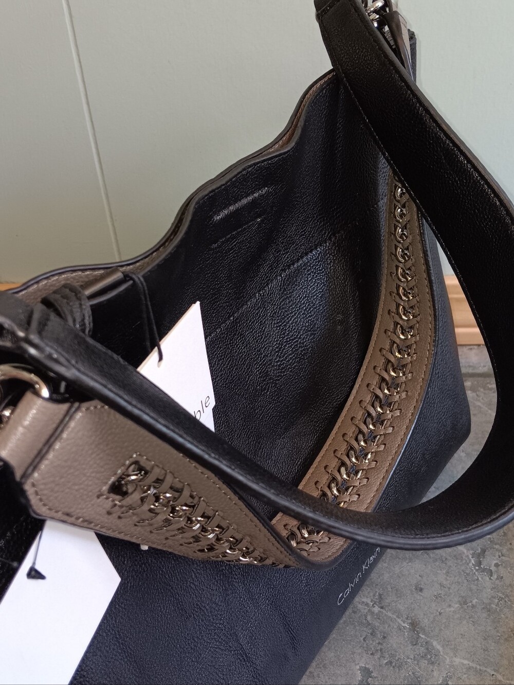 Calvin Klein Black Shoulder Tote with Double Strap Handles NWT - Picture 11 of 15